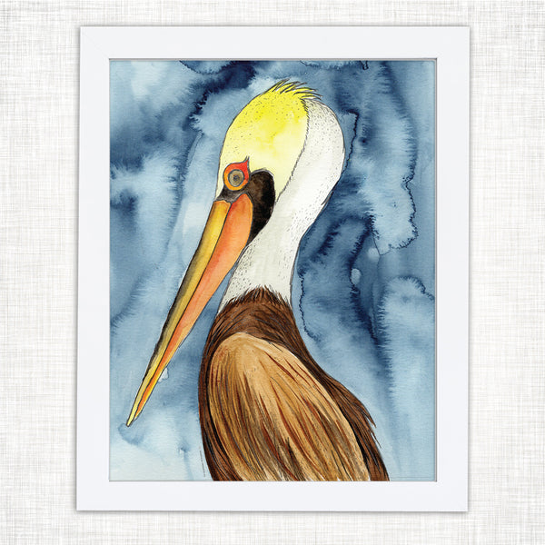 Pelican in tea cup watercolor painting print - Pelican In Tea Cup  Watercolor Painting - Posters and Art Prints